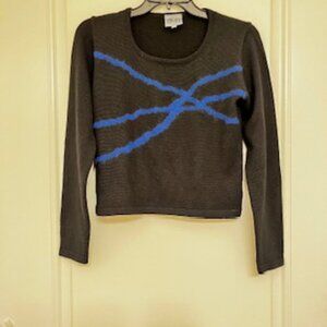 Versace Jeans Couture Black Sweater with Blue Crossing lines, Made in Italy